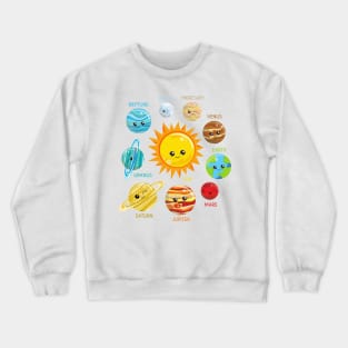 Cute Planets, Solar System, Space, Cosmos, Galaxy Crewneck Sweatshirt